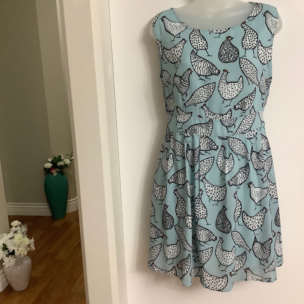 LA Soul: Chicken print dress w Pockets - Small